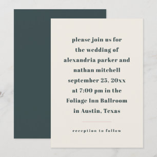 Colourful Minimalism   Charcoal and Cream Wedding Invitation