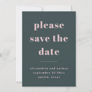 Colourful Minimalism Charcoal Blue Photo Back Save The Date
