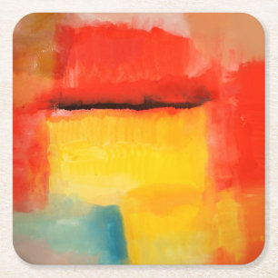 Colourful Minimalist Abstract Artwork Square Paper Coaster