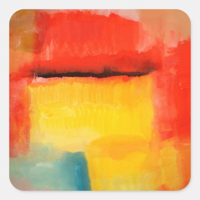 Colourful Minimalist Abstract Artwork Square Sticker (Front)