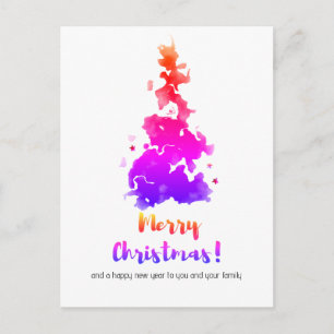 Colourful Minimalist Christmas Tree Holiday Postcard