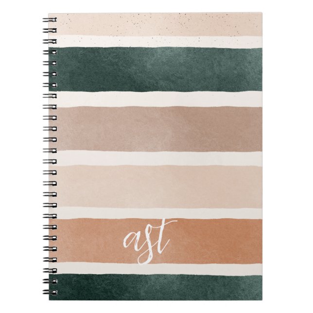 Colourful minimalist striped craft paper initial notebook (Front)