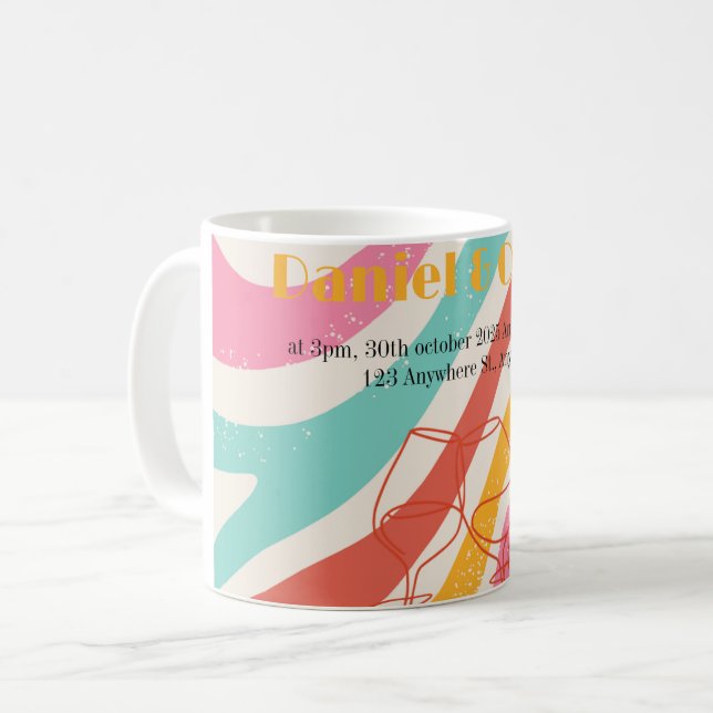 Colourful Minimalist Wedding Coffee Mug (Front Left)