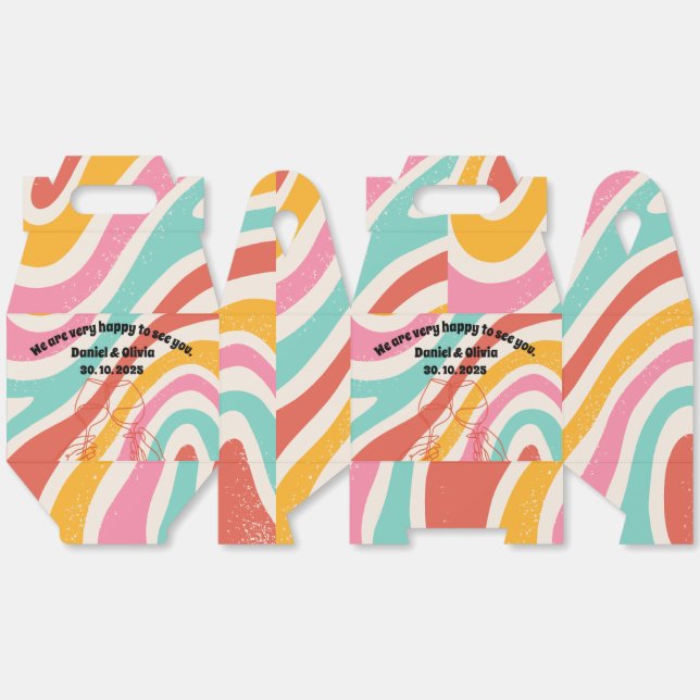 Colourful Minimalist Wedding Favour Box (Unfolded)