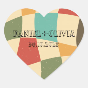 Colourful Minimalist Wedding Heart Sticker