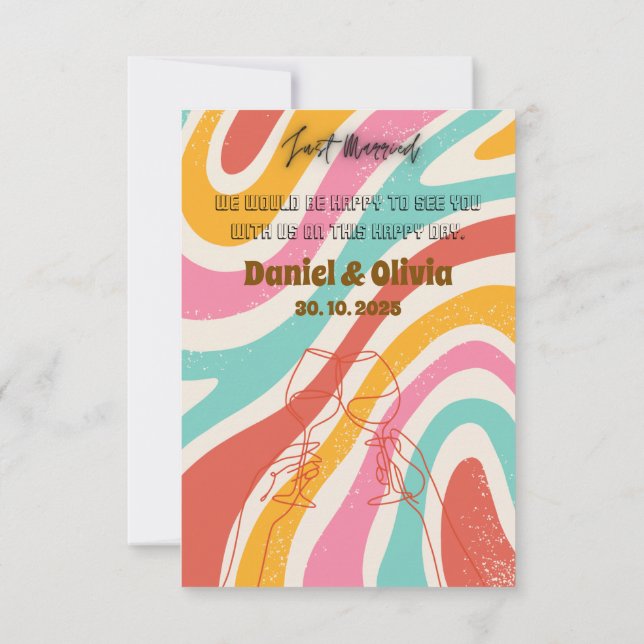 Colourful Minimalist Wedding RSVP Card (Back)