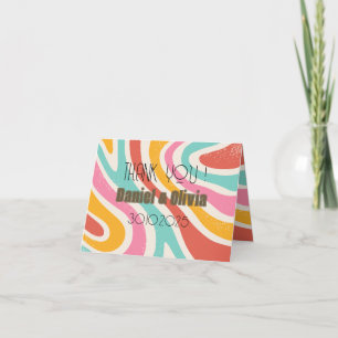Colourful Minimalist Wedding Thank You Card