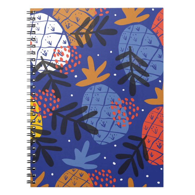 Colourful minimalistic abstract pineapples and lea notebook (Front)