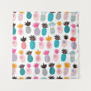 Colourful minimalistic abstract pineapples and lea tapestry