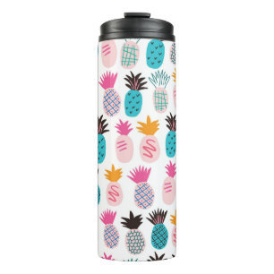 Colourful minimalistic abstract pineapples and lea thermal tumbler