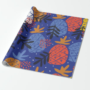 Colourful minimalistic abstract pineapples and lea wrapping paper