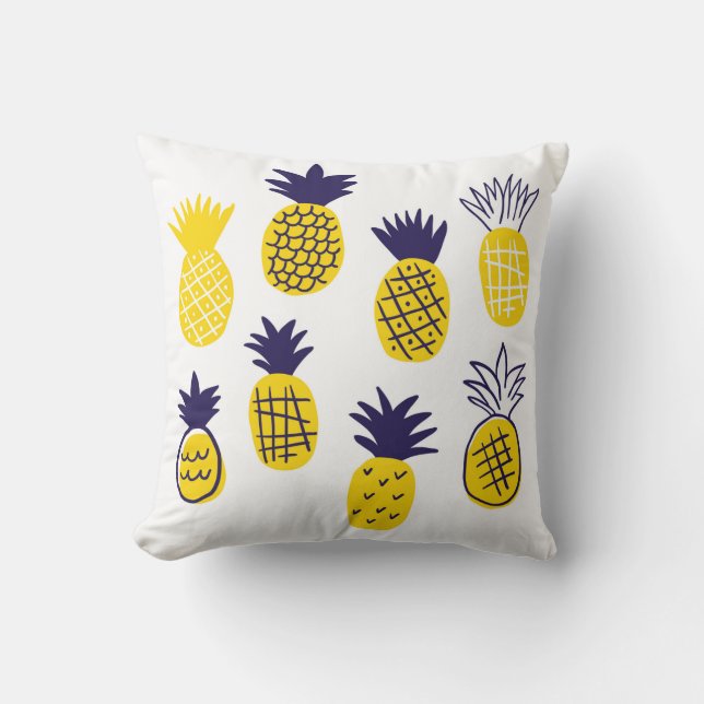 Colourful minimalistic abstract pineapples in scan cushion (Front)