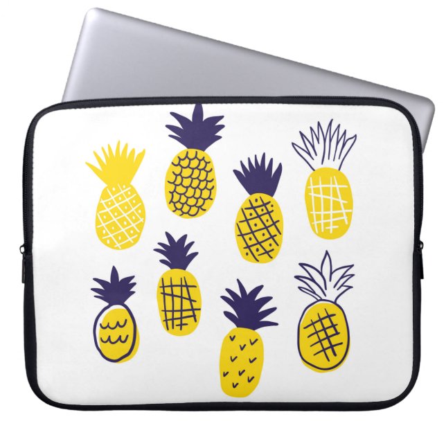 Colourful minimalistic abstract pineapples in scan laptop sleeve (Front)