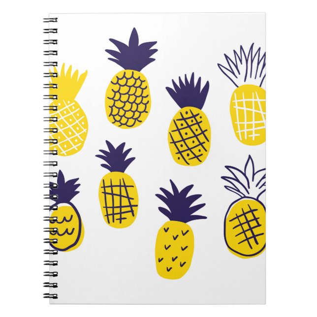 Colourful minimalistic abstract pineapples in scan notebook (Front)