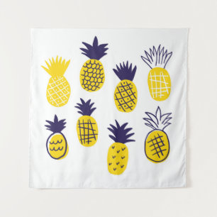 Colourful minimalistic abstract pineapples in scan tapestry