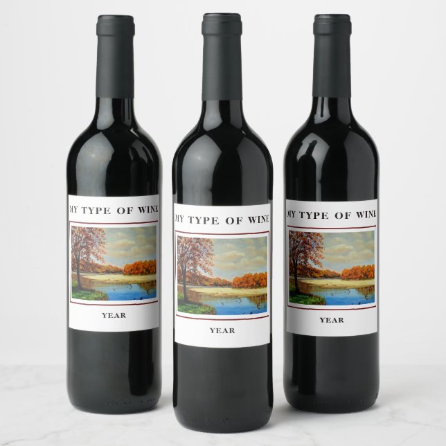 Colourful Missouri River Park Island Artwork Wine Label (Bottles)