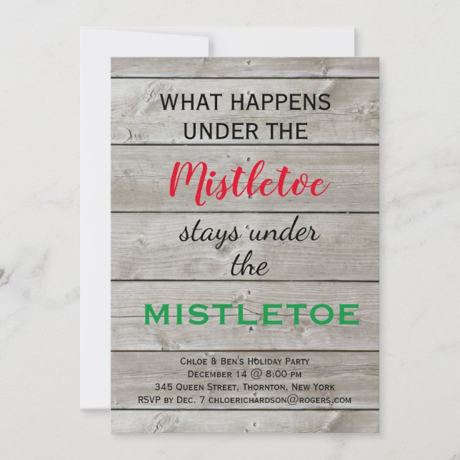Colourful Mistletoe Holiday Party Invitation (Front)