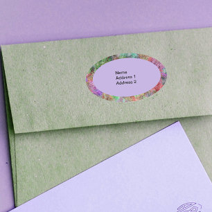 Colourful Mists of Colours in Oval Purple Green Sticker