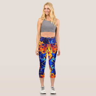 colourful mix of neon paints swirling on black capri leggings