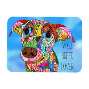Colourful Mixed Breed Dog Lover Magnet 3"x4"