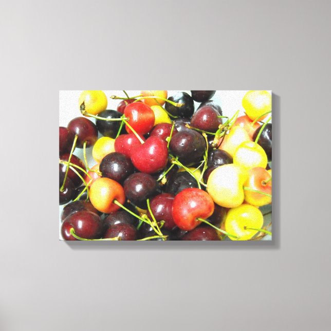 Colourful Mixed Cherries Food Canvas Wall Art (Front)