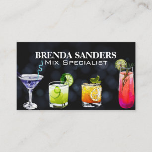 Colourful Mixed Drinks Illustration Business Card