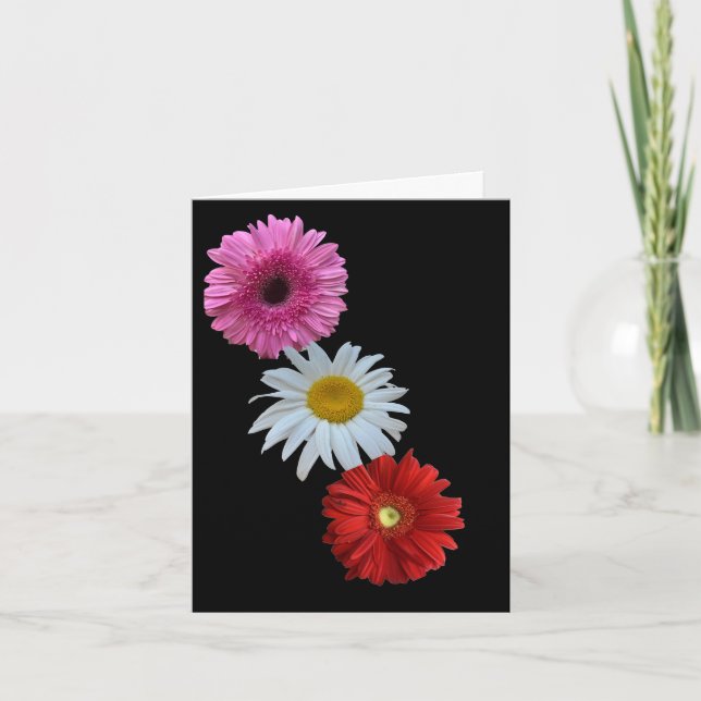 Colourful Mixed Floral Daisy Flat Note Card (Front)