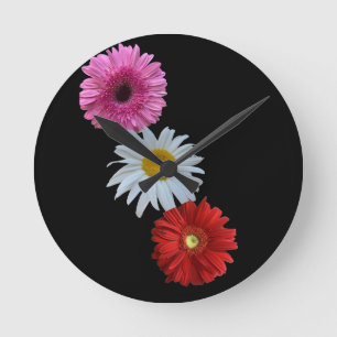 Colourful Mixed Floral Daisy Wall Clock