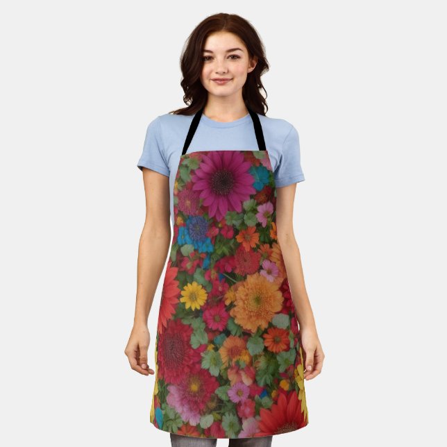 Colourful Mixed Flowers Apron (Worn)