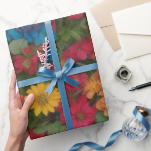 Colourful Mixed Flowers Wrapping Paper