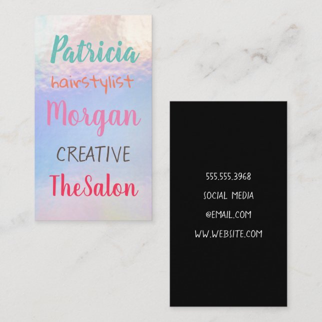 Colourful Mixed Fonts | Pastel Foil Business Card (Front/Back)