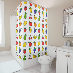 Colourful Mixed Fruit Pattern Quirky Shower Curtain