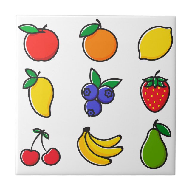 Colourful Mixed Fruit Pattern Tile (Front)