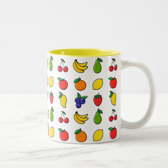 Colourful Mixed Fruit Pattern Two-Tone Coffee Mug (Right)