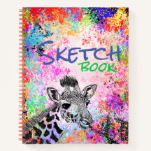 Colourful Mixed Media Giraffe Drawing
