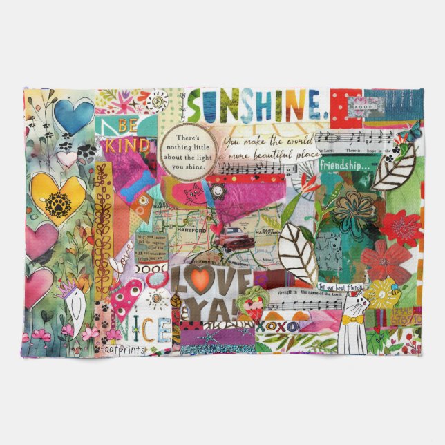 Colourful Mixed Media Inspirational Kitchen Towel (Horizontal)