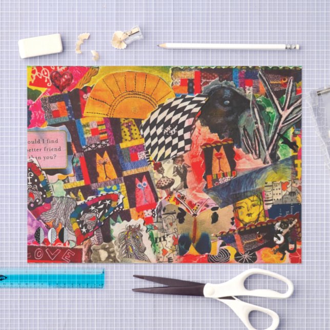 Colourful Mixed Media Pop Art Collage Tissue Paper (Craft)