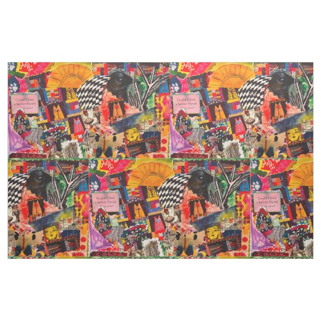 Colourful Mixed Media Quilting Block Collage Fabric (Yard)