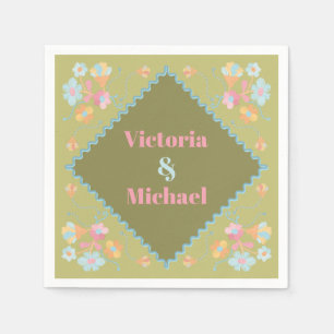 Colourful Mod Embroidery Napkin