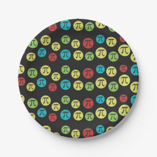 Colourful Mod Pi Symbols Math Themed Paper Plate