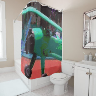 Colourful Model Plane Shower Curtain