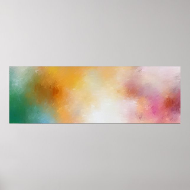 Colourful Modern Abstract Art Blue Green Pink Poster (Front)