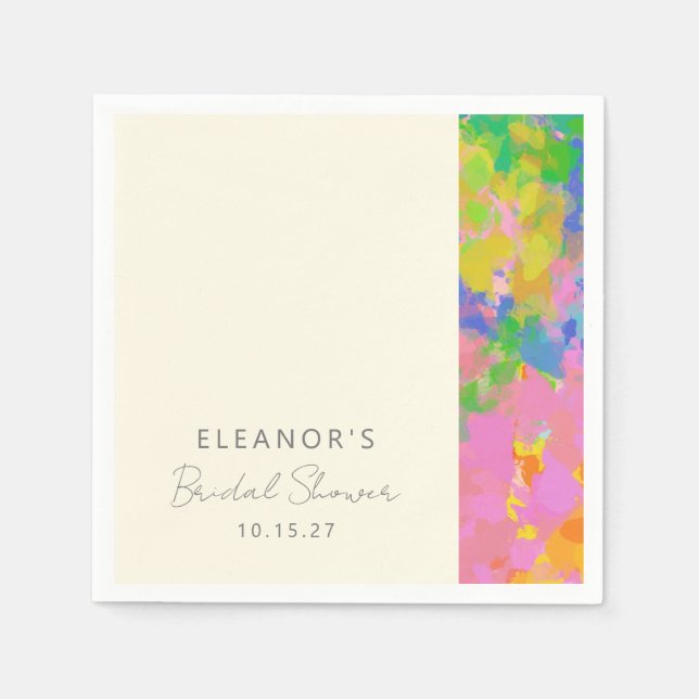 Colourful Modern Abstract Art Bridal Shower Custom Napkin (Front)