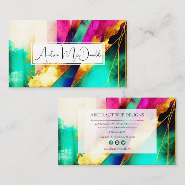 Colourful Modern Abstract Art Business Card (Front/Back)