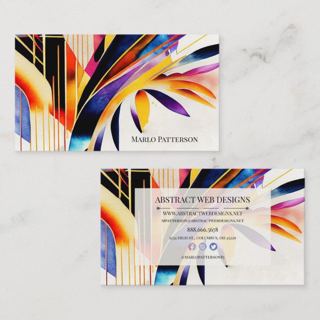 Colourful Modern Abstract Art Business Card (Front/Back)