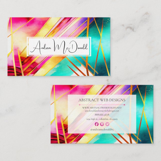 Colourful Modern Abstract Art Business Card (Front/Back)