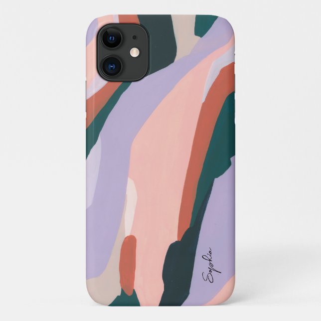 Colourful Modern Abstract Art Custom Name Case-Mate iPhone Case (Back)