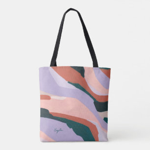 Colourful Modern Abstract Art Custom Name Favour Tote Bag