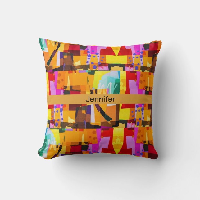 Colourful Modern Abstract Art Pattern Cushion (Front)