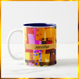 Colourful Modern Abstract Art Pattern Two-Tone Coffee Mug